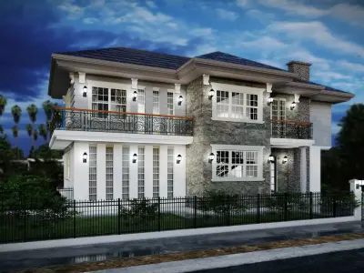 3d villa house model architecture 3D model 3D model