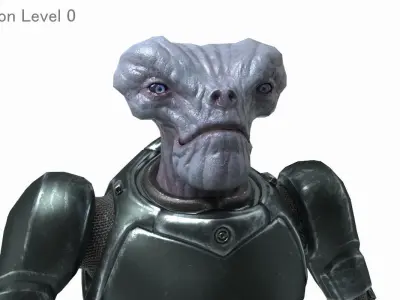 Alien in armored suit Low-poly 3D model