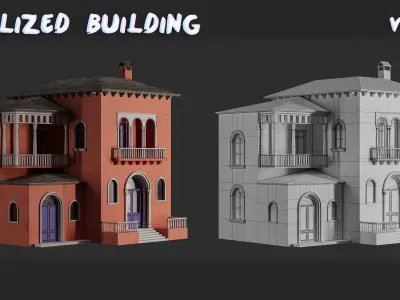 Stylized Building-Vol02 Low-poly 3D model