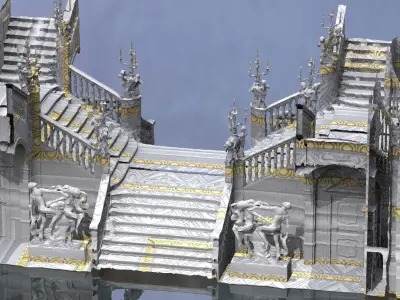 Ornate Cult Hall stairs 3 designs 3D model