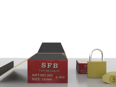 Game Ready Padlock with Retail Packaging Low Poly 3D Model Free low-poly 3D model