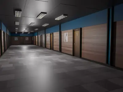 Hotel Corridor Low-poly 3D model