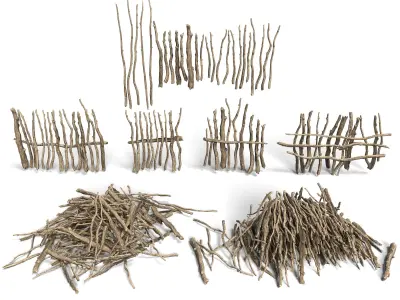 Low poly Sticks 230511 Low-poly 3D model