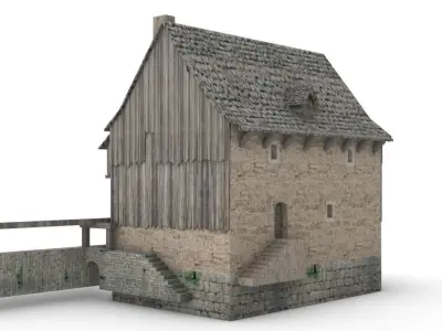 Moulin a eau XIVe siecle -  Water Mill Century XIV Free 3D model