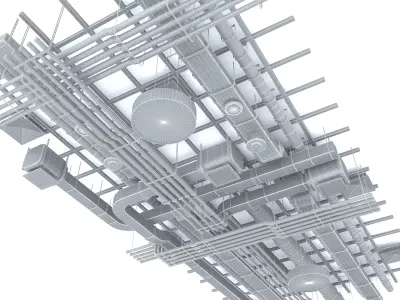 Pipes industrial ceiling 3D model