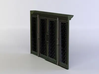 Door with metal bars Low-poly 3D model