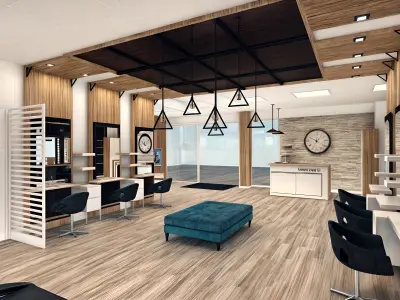 Modern Women Hair Salon Low-poly 3D model