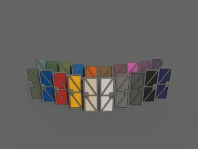 PBR Metal Door B1 Low-poly 3D model