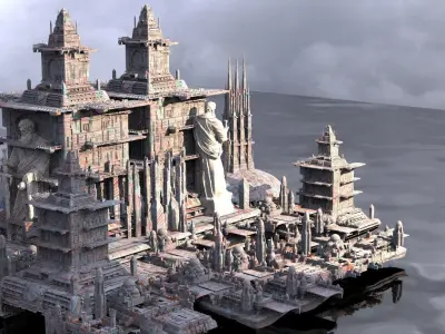 Asian Mega City Structures 3D model