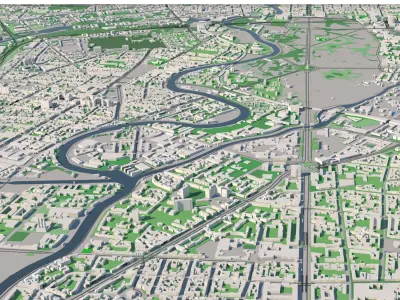 Berlin Germany 30x30km 3D City Map 3D model