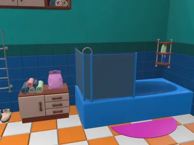 Isometric cartoon bathroom 03 3D model