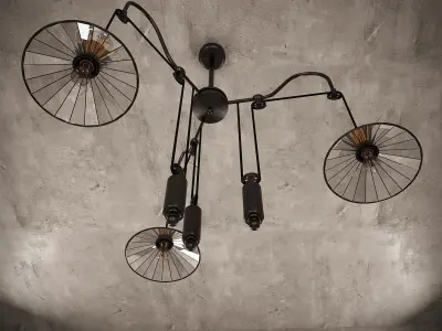 Lamp chandelier with three lights hanging from ceiling 3D model