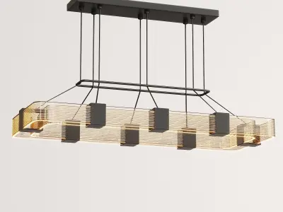 chandelier rectangular pendant light Low-poly 3D model