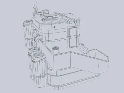 Scifi house Low-poly 3D model shop