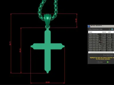 High Cross Pendant Light Gold 18K 3CP063 3D model