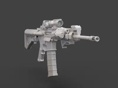 Low Poly Rifle with Parts 3D model