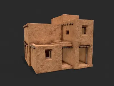 Clay Desert Egypt Village House 5 Low-poly 3D model