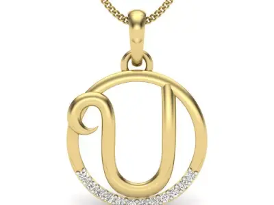 Initial Letter Pendant U 3D print model