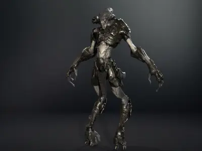AlienHunter humanoid creature Low-poly 3D model