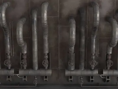 Industrial Pipes Low-poly 3D model