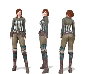 Top Gloves Pants Boots Combat Outfit Low-poly 3D model