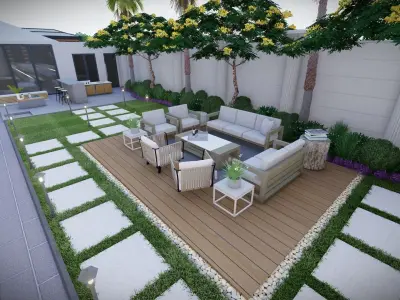 Realistic Garden Outdoor Lounge 3D Model  SketchUp Blender  3D model