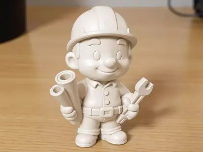 Cartoon Construction Worker 3D Printable 3D print model