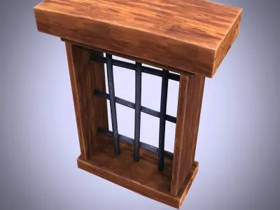 cartoon Old Wooden Window 2 Low-poly 3D model Low-poly 3D model