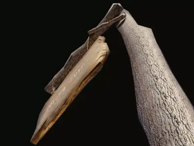 game ready road sign Low-poly 3D model