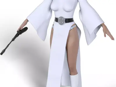 PRINCESS LEIA Rebel Commander  White Robes 3D model