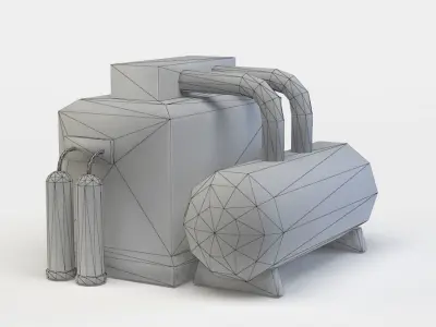 Tank old rusty Low-poly 3D model