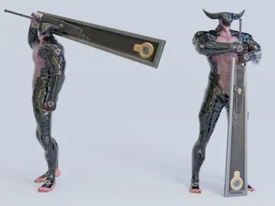 Low Poly - Cyborg Zodiac Theme - Taurus Low-poly 3D model