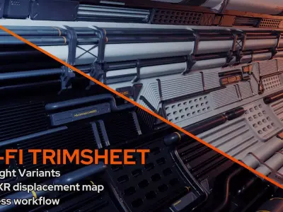 Sci-fi trim sheet 3D model purchase