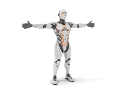 Futuristic Android Robot Model Pack with LED Details Low-poly 3D model