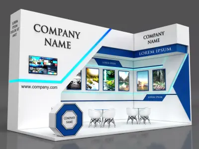 Booth Exhibition Stand Stall 4x8m Height 500 cm 2 Side Open 3D model