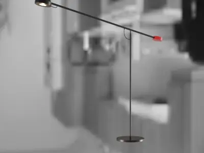 Floor lamp with a disc-shaped shade on a movable rod  3D model