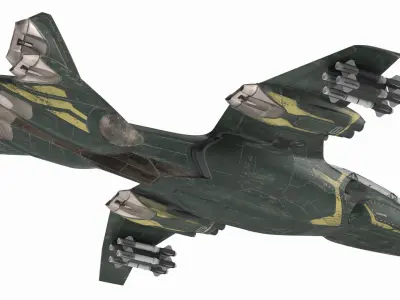 Futuristic Damaged Fighter Aircraft 3D model