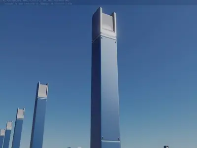 Street Light 8 Bollard 900mm Futuristic Blue Version 1 Low-poly 3D model