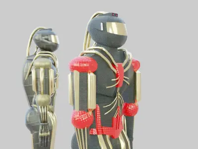 Protective suit or android robot Low-poly 3D model