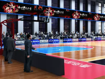 Modern Indoor Basketball Stadium Gymnasium Low-poly 3D model