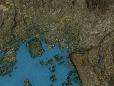 Oslo - Topography Terrain Low-poly 3D model