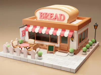 Bread Store - Isometric Low-poly 3D model