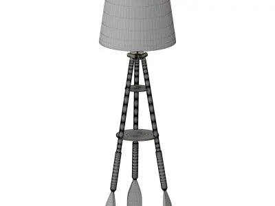 Nautical Tripod Oar Floor Lamp 3D model