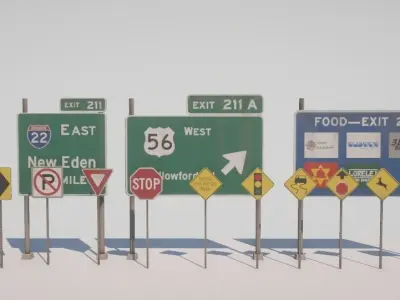 Intense Street Props  70 Models Low-poly 3D model