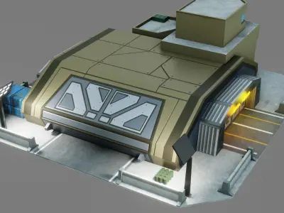 Sci-Fi Hangar - Low Poly - Game Ready - PBR Low-poly 3D model