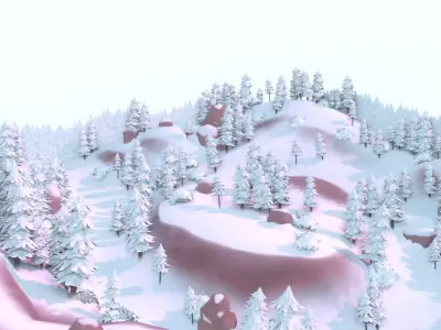 Winter Forest - Hand Painted Low-poly 3D model
