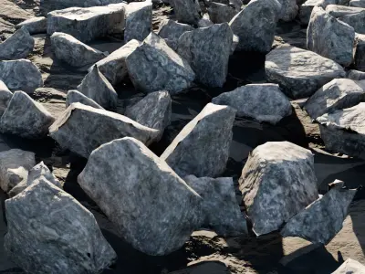 Rocks Patch and Individual rocks  82 objects FBX UNREAL BLEND Low-poly 3D model