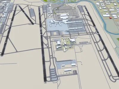 Salt Lake City Airport 10km Low-poly 3D model