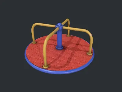 Playground Roundabout - Red Low-poly 3D model