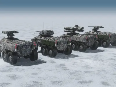 Sci-fi APC collection snow camouflage 3D model
